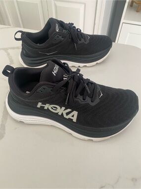 Hoka Black and White Cushion Running Shoes. Size 8 Woman